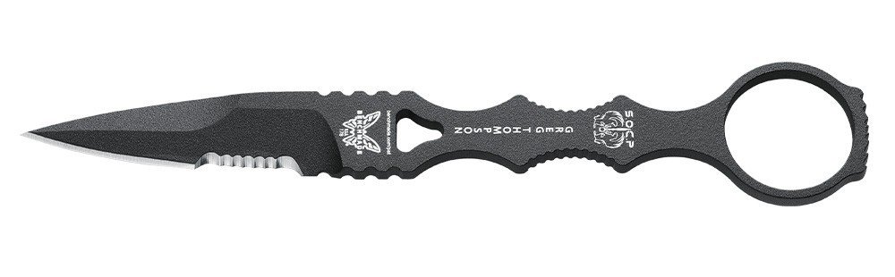 Benchmade SOCP 3.22&quot; Bayonet Fixed Blade Knife / Black Serrated / Sand Sheath ( Discontinued )