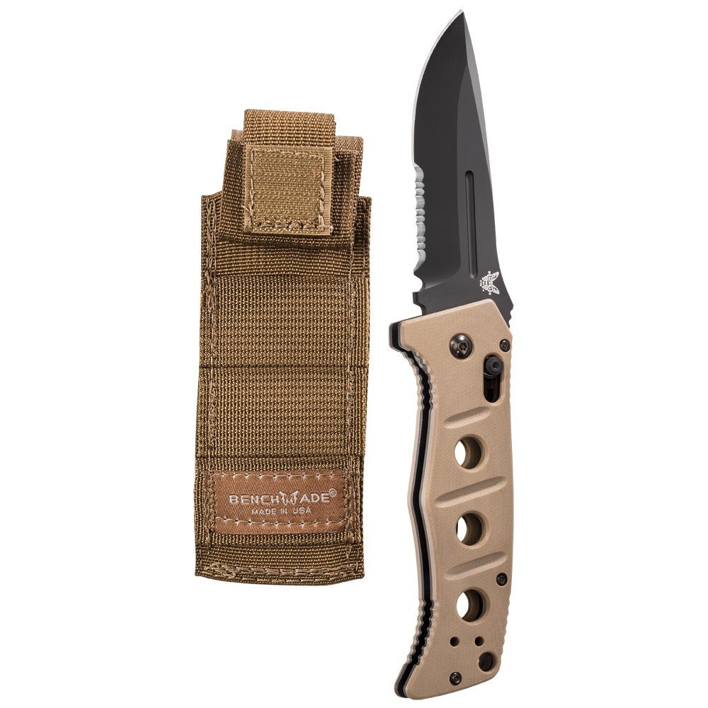 Benchmade Adamas 3.82&quot; Automatic AXIS Knife / Black Serrated / Sand G10 (Discontinued)