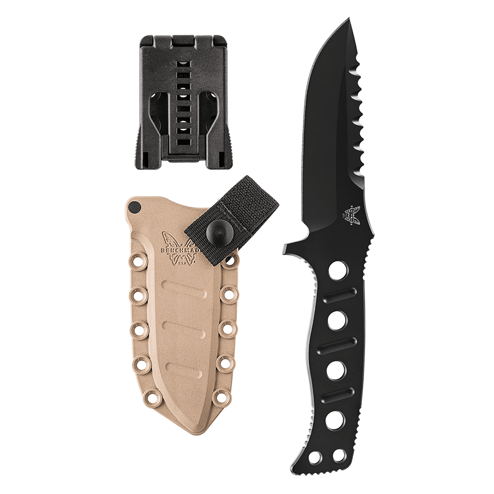 Benchmade Adamas 4.20&quot; Fixed Blade Knife / Black / Sand Sheath ( Discontinued )
