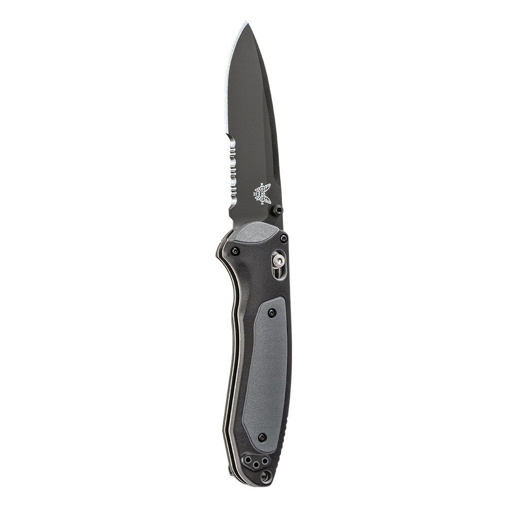 Benchmade Boost 3.7&quot; AXIS-Assist Knife / Black Serrated / Black-Gray ( Discontinued )