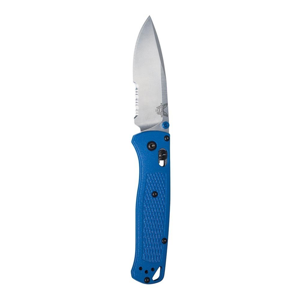 Benchmade Bugout 3.24&quot; AXIS Lock Knife / Blue Grivory / Satin Serrated / S30V ( Discontinued )