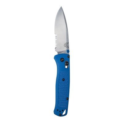 Benchmade Bugout 3.24&quot; AXIS Lock Knife / Blue Grivory / Satin Serrated / S30V ( Discontinued )