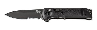 Benchmade Casbah 3.4&quot; Automatic Knife / Black Serrated / Black Grivory