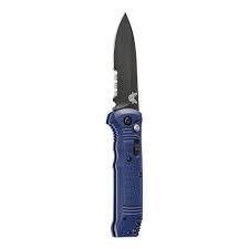 Benchmade Casbah 3.4" Automatic Knife / Black Serrated / Blue Grivory ( Discontinued )