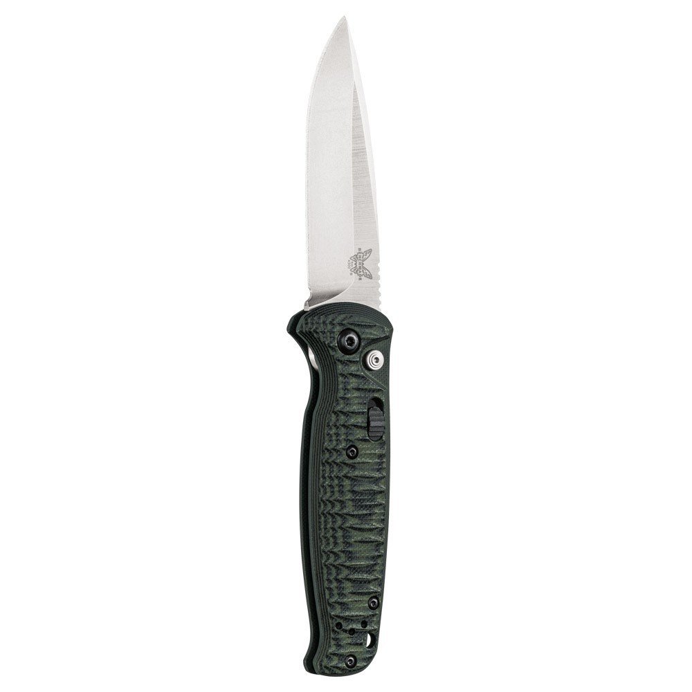 Benchmade CLA 3.4&quot; Drop Point Automatic Knife / Satin / Green-Black G10