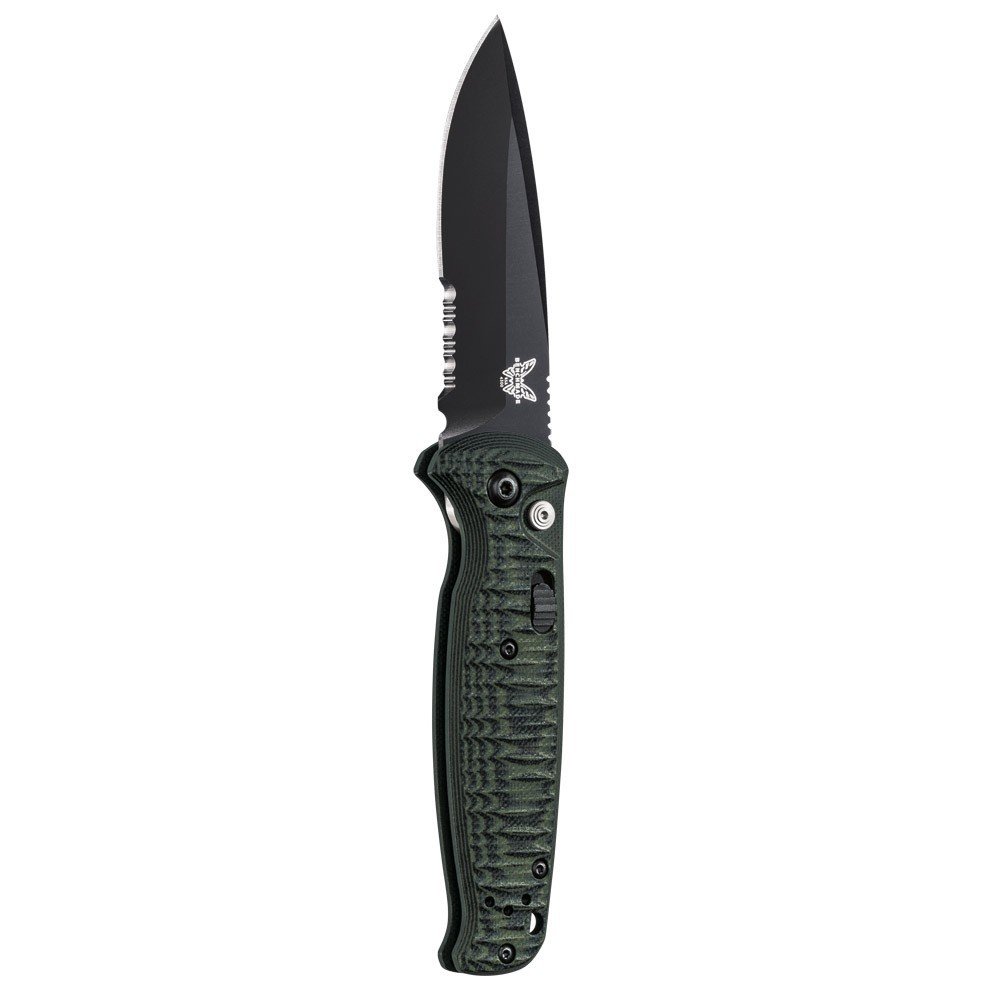 Benchmade CLA 3.4&quot; Drop Point Automatic Knife / Black Serrated / Green-Black G10 ( Discontinued )