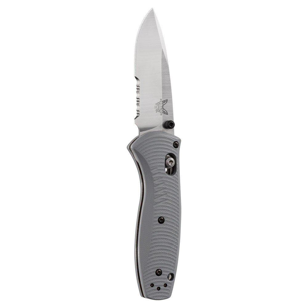 Benchmade Mini Barrage 2.91&quot; AXIS-Assist Knife / Satin Serrated / Gray G10 (Discontinued)