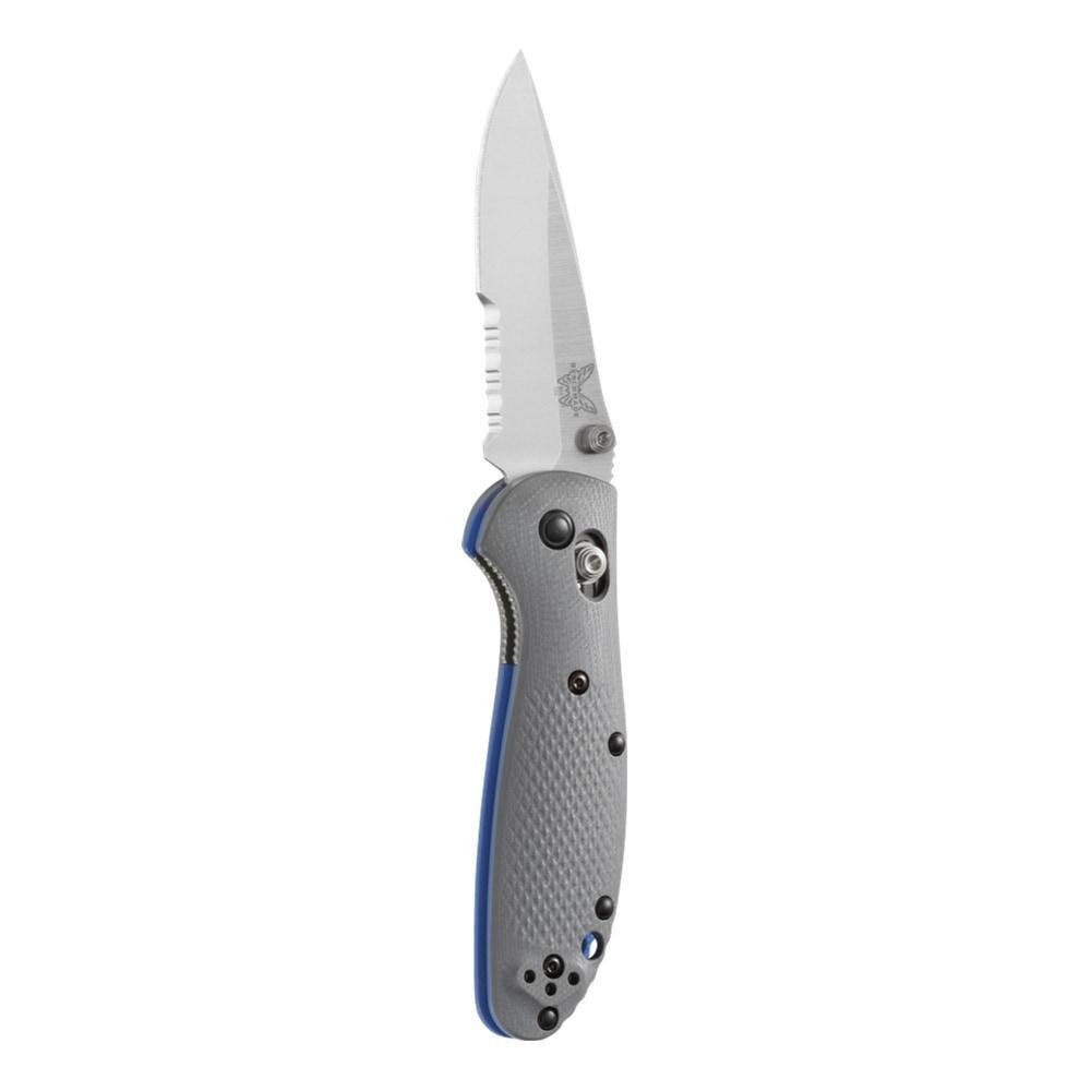 Benchmade Mini Griptilian 2.91&quot; AXIS Lock Knife / Satin Serrated / Gray-Blue G10 (Discontinued)