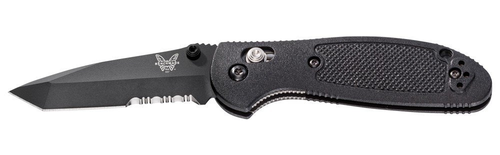 Benchmade Mini Griptilian Tanto 2.91&quot; AXIS Lock Knife / Black Serrated / Black (Discontinued)