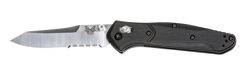 Benchmade Osborne 3.4&quot; AXIS Lock Knife / Satin Serrated / Black G10 (Discontinued)