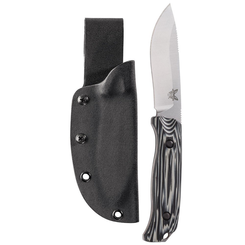 Benchmade Saddle Mountain 4.17&quot; Skinner Fixed Blade Knife / Satin / Black-Gray G10 ( Discontinued )