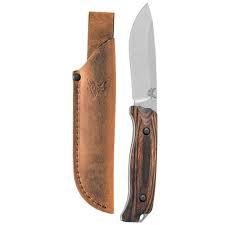 Benchmade Saddle Mountain 4.17&quot; Skinner Fixed Blade Knife / Satin / Dark Wood ( Discontinued )