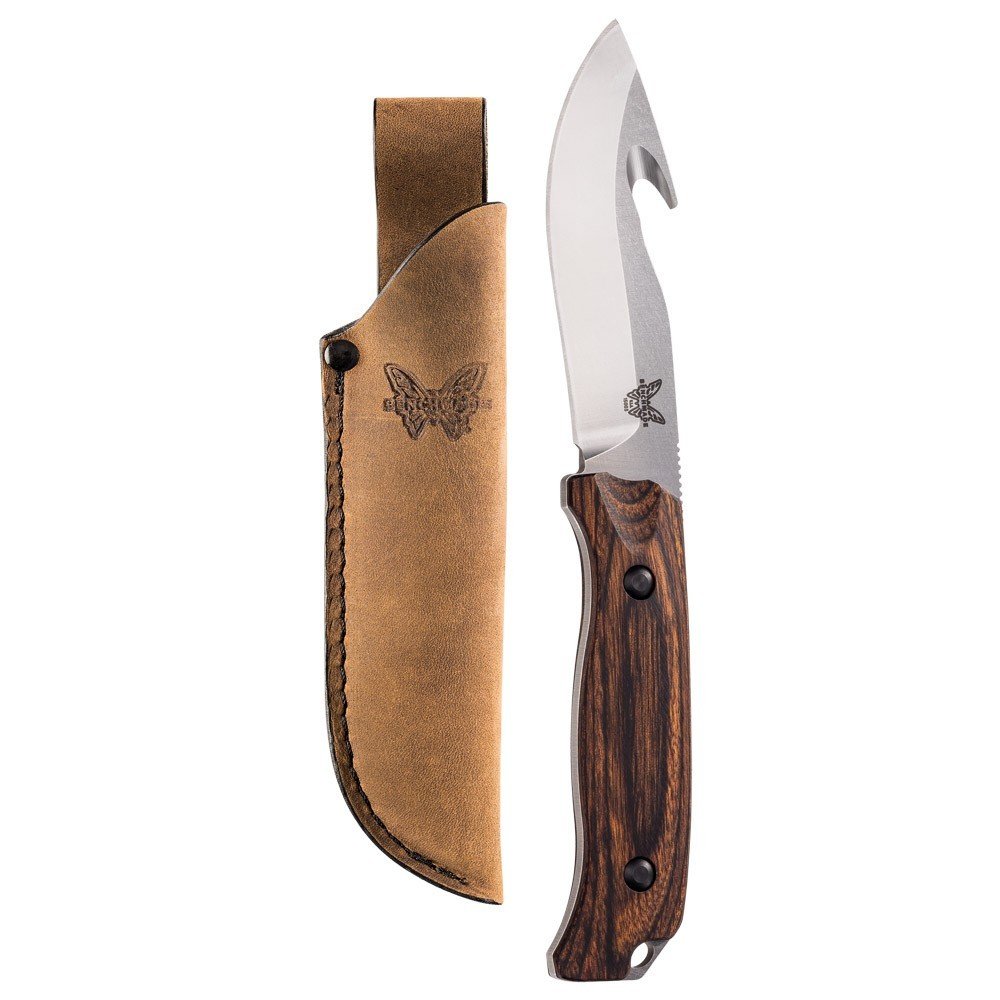 Benchmade Saddle Mountain 4.17&quot; Skinner w/ Gut Hook / Satin / Dark Wood ( Discontinued )