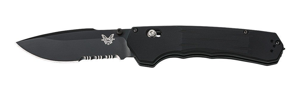 Benchmade Vallation 3.7&quot; Assisted Opening Knife / Black Serrated / Black ( Discontinued )