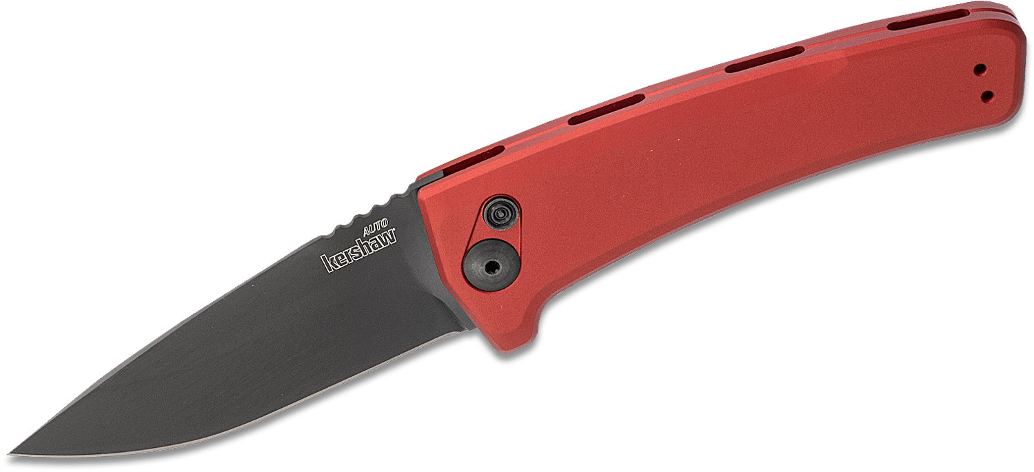Kershaw Launch 3 3.4&quot; Automatic Knife, Red Anodized Handle / Black DLC (DISCONTINUED)
