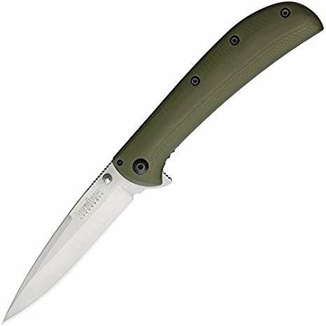 Kershaw AM-4 3.5&quot; Assisted Opening Knife, Satin / Green G-10 (DISCONTINUED)