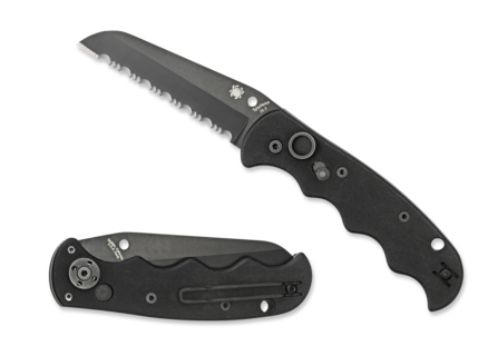 Spyderco Autonomy 3.75&quot; Automatic Knife, Black G-10 / Black Serrated