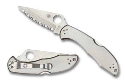 Spyderco Delica 4 2.88&quot; Folder, Stainless Steel / Satin Serrated