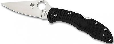 Spyderco Delica 4 2.88&quot; Flat Ground Knife, Black FRN / Satin
