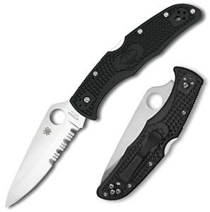 Spyderco Endura 4 3.75&quot; Folder Knife, Black FRN / Satin Partial Serrated
