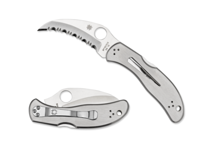 Spyderco Harpy 2.75&quot; Lockback Knife, Stainless Steel / Satin Full Serrated