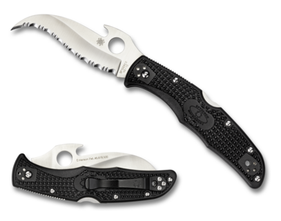 Spyderco Matriarch 2 3.57&quot; Emerson Knife, Black FRN / Satin Full Serrated