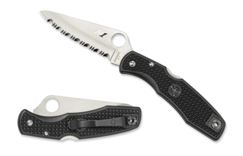 Spyderco Pacific Salt 3.81&quot; Knife, Black FRN / H-1 Satin Serrated