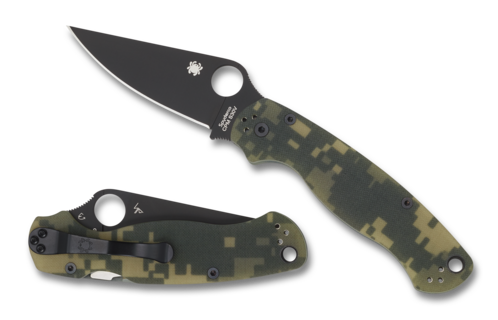 Spyderco Paramilitary 2 3.44&quot; Knife, Digi Camo G-10 / S30V Black Plain