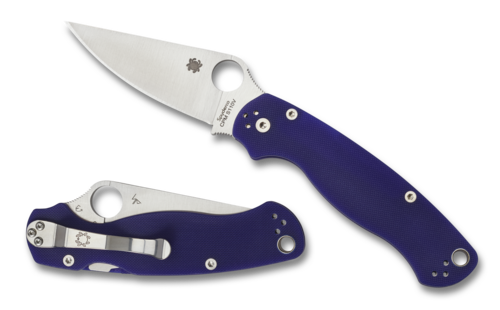 Spyderco Paramilitary 2 3.44&quot; Knife,  Blue G-10 / Satin CPM-S110V