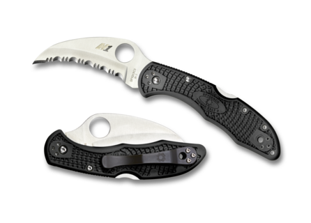 Spyderco Tasman Salt 2 2.8&quot; Lock Back Knife, Black FRN / Satin Full Serrated