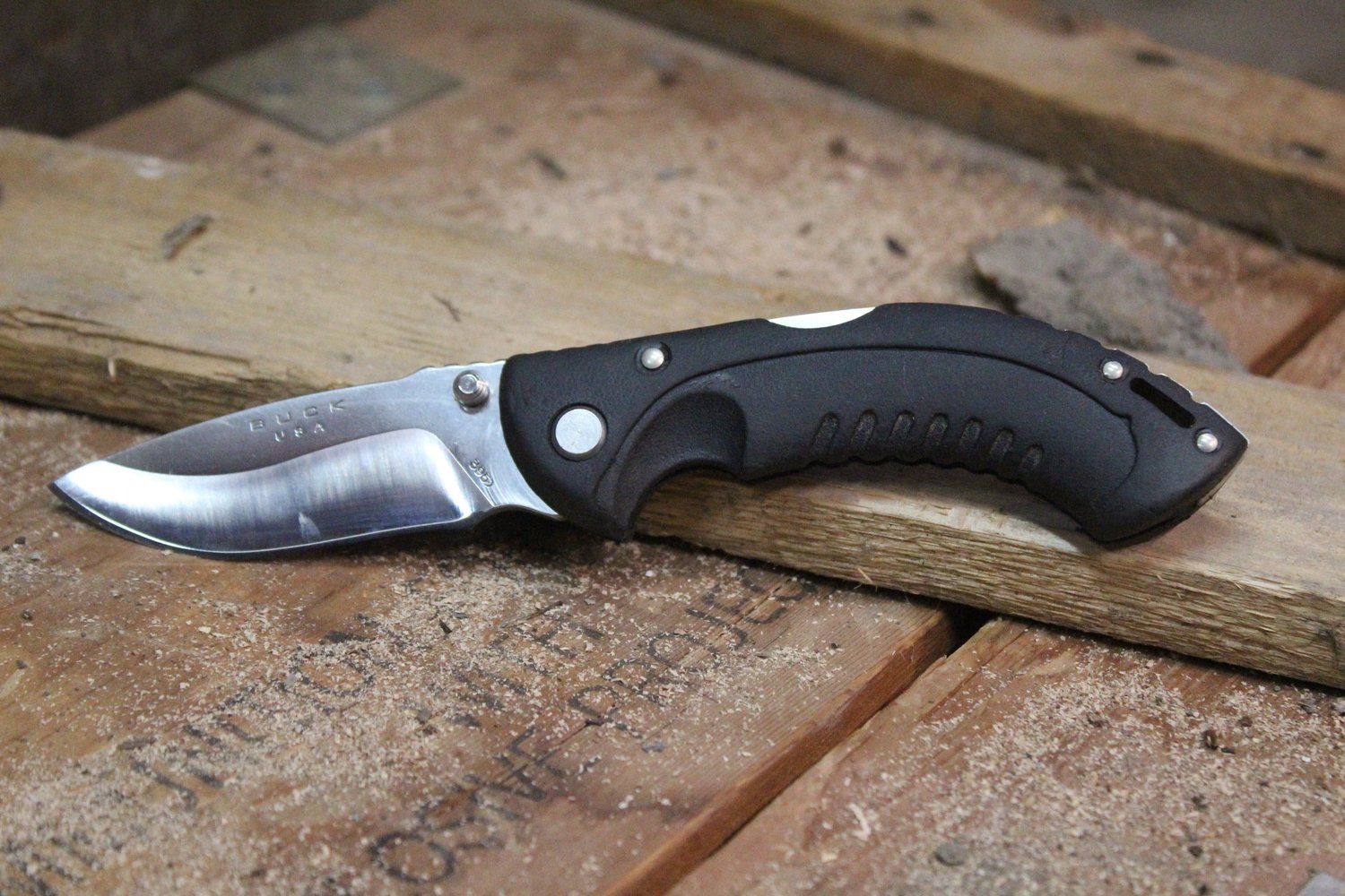 Buck Folding Omni Hunter 3&quot;  10PT Knife, Black / Satin Plain ( Pre Owned )