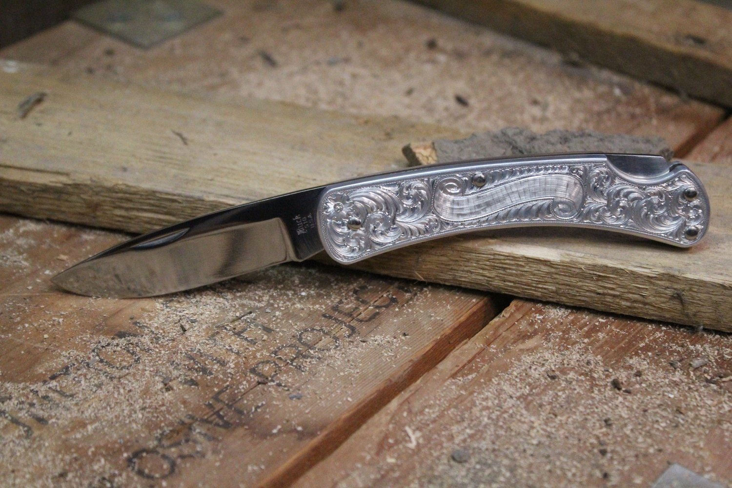 Buck 510 Classic II 3.125&quot; Manual Folding Knife, Polished &amp; Engraved Aluminum / Satin ( Pre Owned )