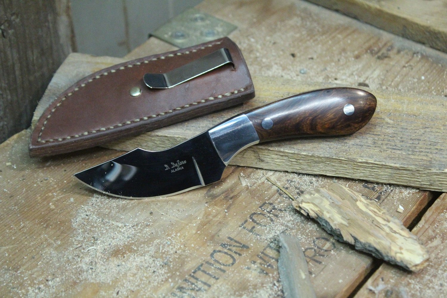 Don Dezarn Custom Little Bear 2.75&quot; Fixed Blade Knife, Desert Ironwood / S30V Polished