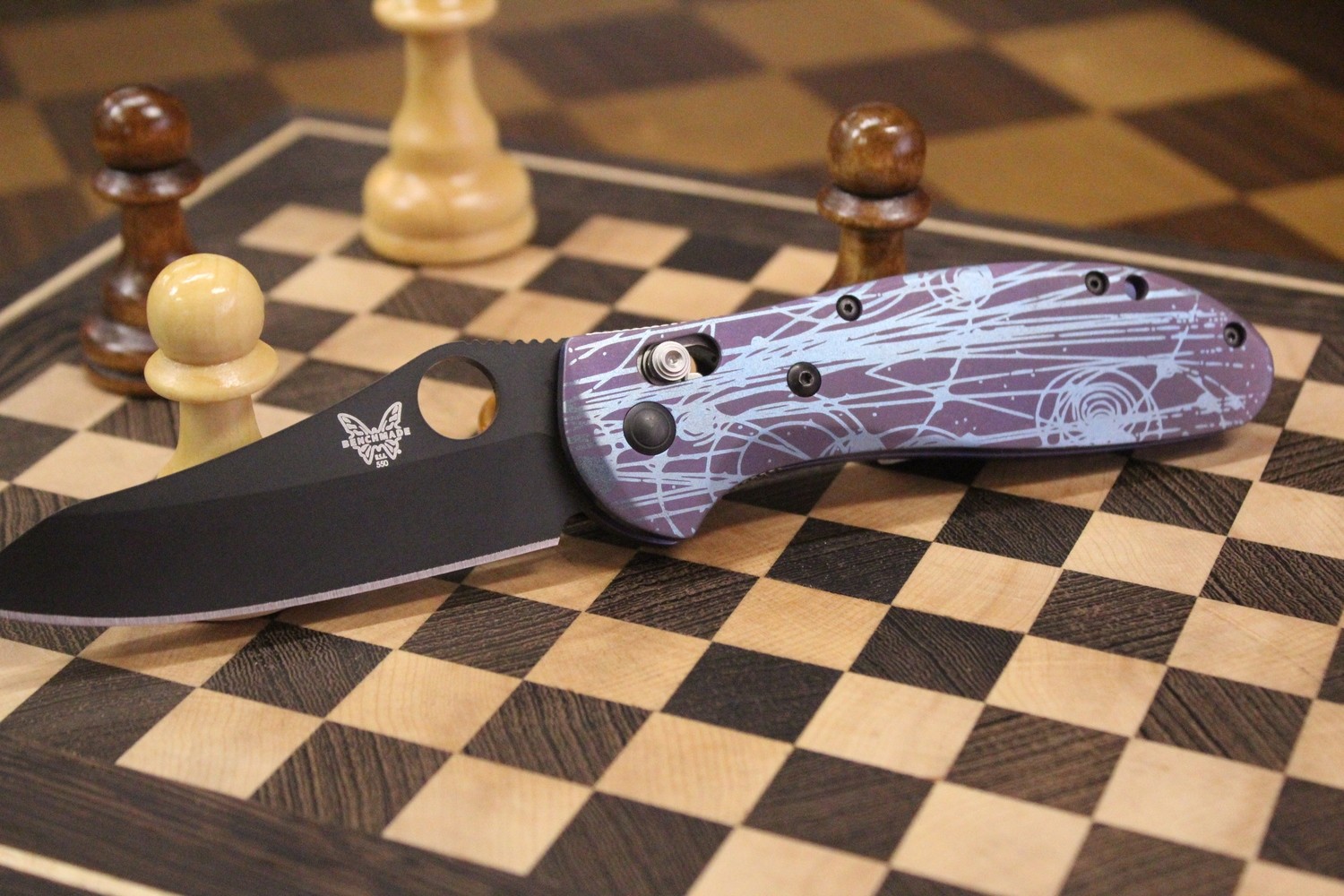 Benchmade Griptilian 3.45&quot; AXIS Lock Knife / Black / Custom Anodized Titanium / 20CV / HG