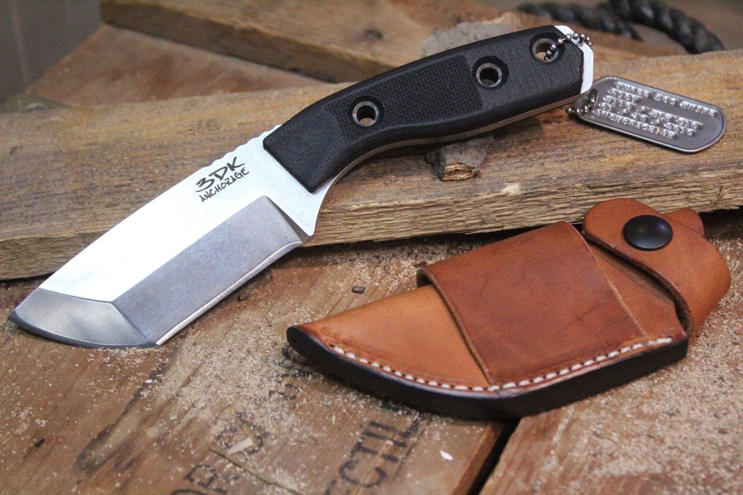 3DK Riot 3.7&quot; Fixed Tanto Point, Elmax Blade / Black G10 handle
