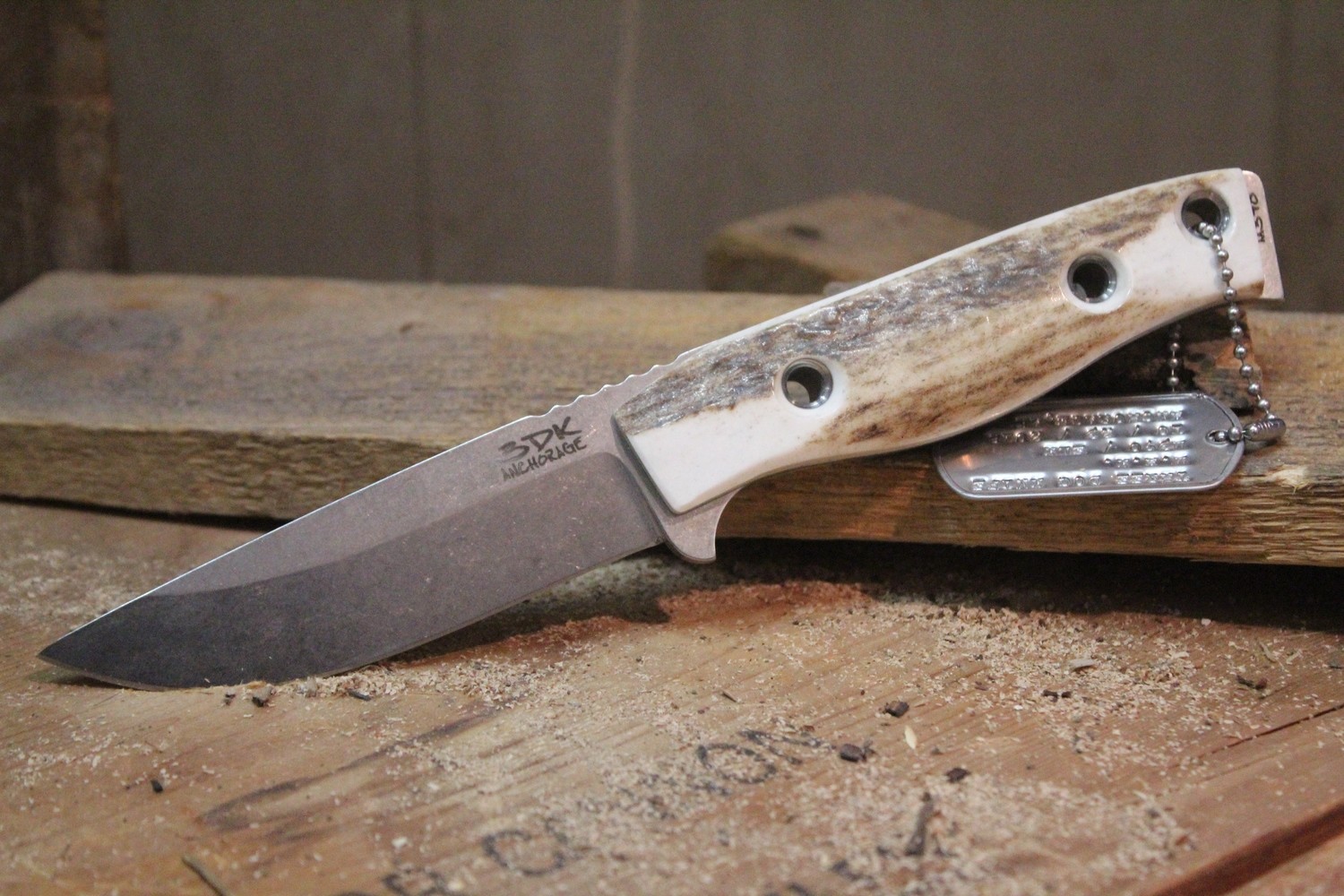 3DK MAK 4&quot; Fixed Drop Point, M390 Blade / Elk Handle