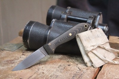 Isley Blades M25 2.75" Fixed Blade, Black &amp; Green Micarta / Polished O1