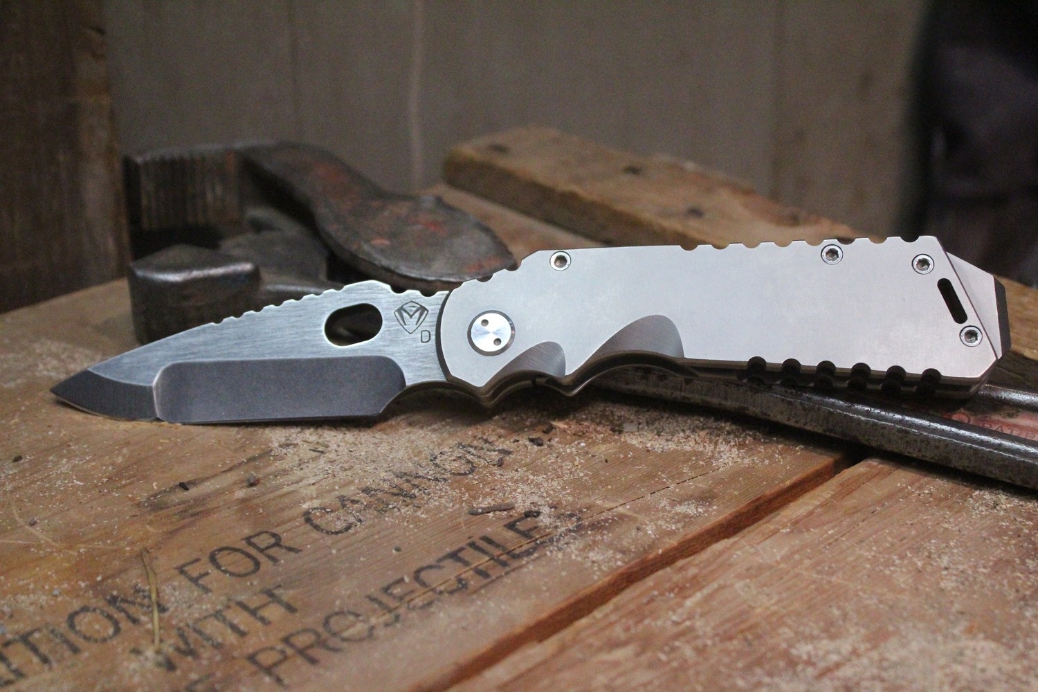 Medford Knife and Tool (MKT) Arktika 4.25&quot; Frame Lock Knife, Titanium / Blackwash D2 ( Pre Owned )