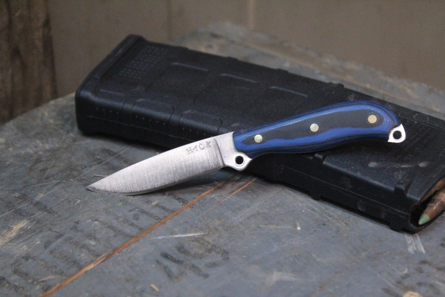 Busse Combat H.A.C.K. Bear Cub 2.75&quot; Fixed Blade Knife, Blue &amp; Black G-10 / INFI