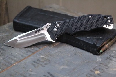 SOG Vulcan 3.5" Folding Knife, Black GRN Handles / Polished Plain Tanto ( Pre Owned)