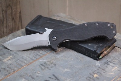 Emerson Mini CQC-15 3.5" SF Knife, Black G-10 / Tanto w/ Wave - Bead Blast ( Pre Owned )