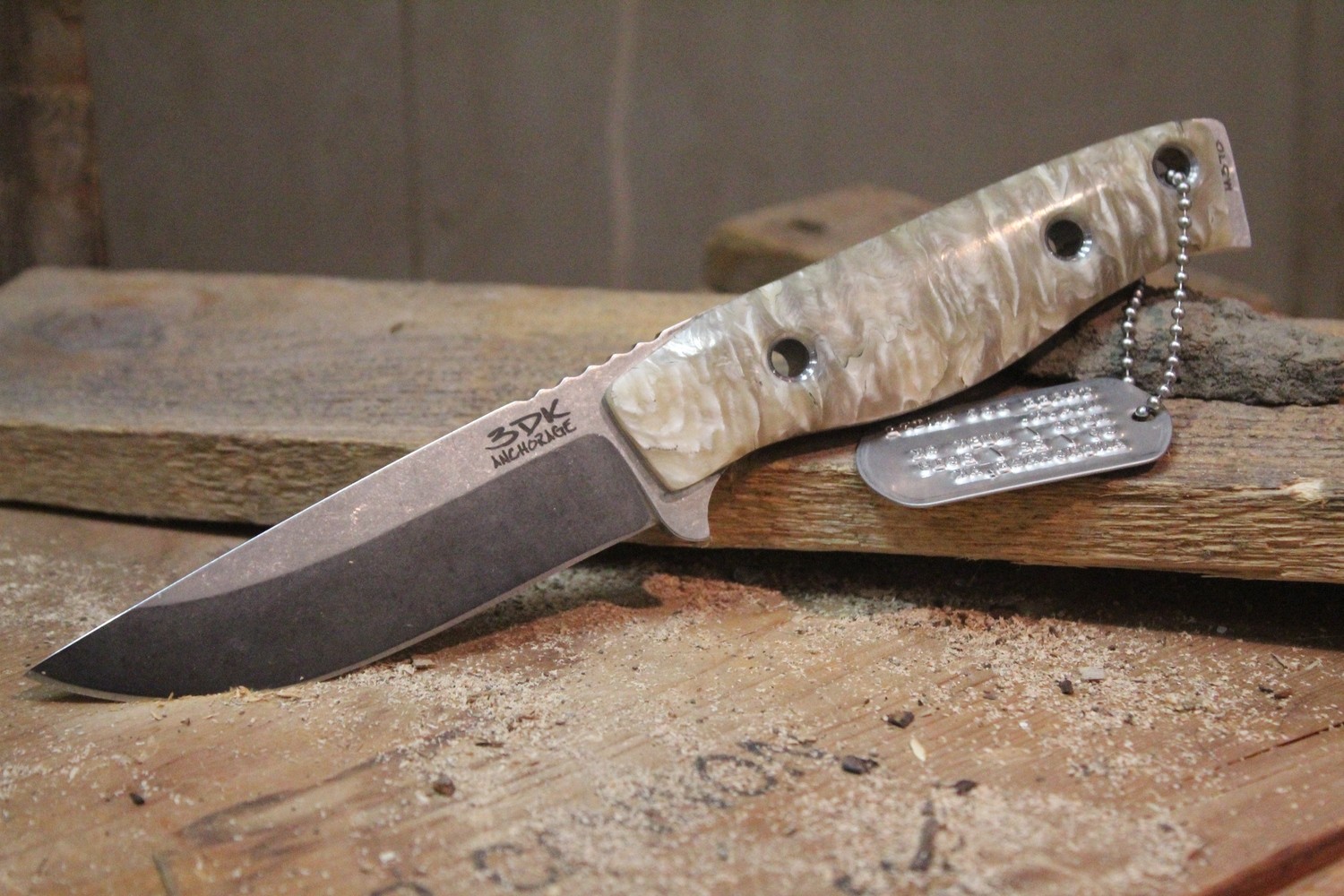 3DK MAK 4&quot; Fixed Drop Point, N690 Blade / Musk Ox Handle 