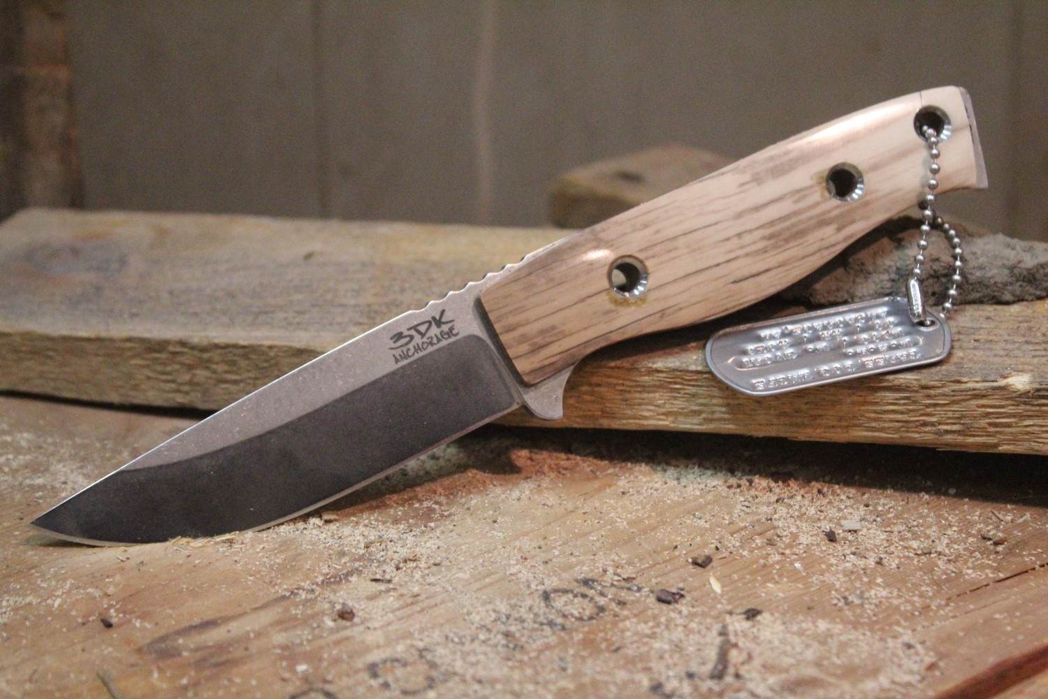 3DK MAK 4&quot; Fixed Drop Point, N690 Blade / Mammoth Ivory Handle