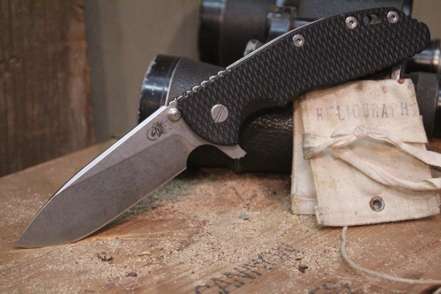 Hinderer Knives XM-24 4&quot; Skinny Slicer Flipper Knife, Black G-10 / Stonewash ( Pre Owned )