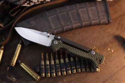 Cold Steel AD-15 3.8" Scorpion Lock Folder / Titanium &amp; Green G-10 / Satin S35VN ( Pre Owned )