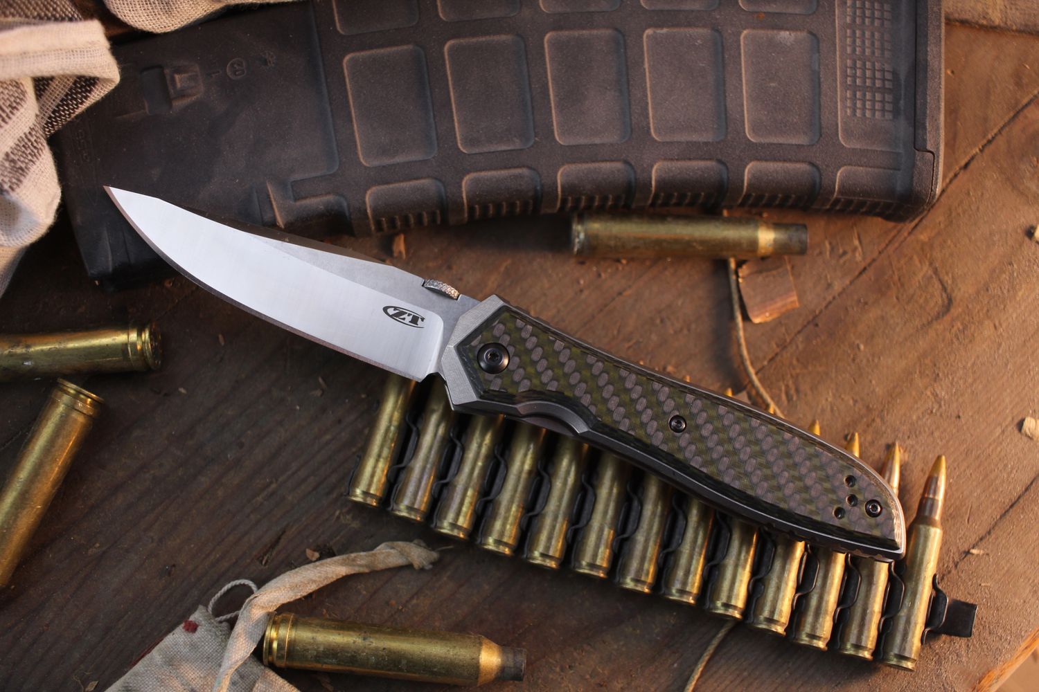 Zero Tolerance 0640 Emerson 3.75"  Linerlock Folder / Titanium &amp; Carbon Fiber / Satin CPM-20CV ( Pre Owned )