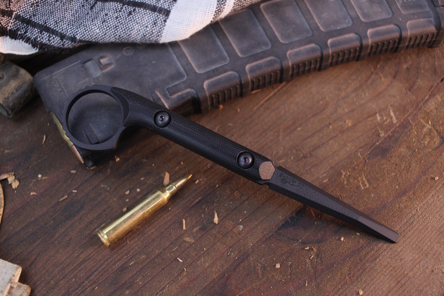 Half Face Blade Ringed Flathead Tool / Black G-10 / Black Cerakote O1