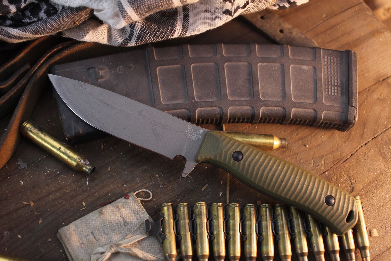 Benchmade Anonimus 5" Fixed Blade / OD Green G-10 / Gray Cerakote CPM-CruWear ( Pre Owned )