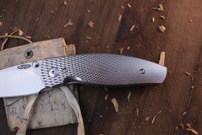 TRM Mike Irie Neutron II 3" Linerlock Folder / 3D Machined Titanium / Stonewashed Hallow Ground Maganacut ( Pre Owned )