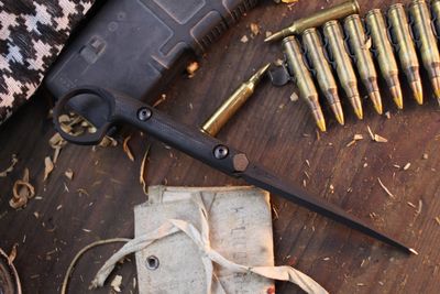 Half Face Blades Ringed Cardiac Spike 3.8” Tactical Spike / Black G-10 / Black Cerakote A2